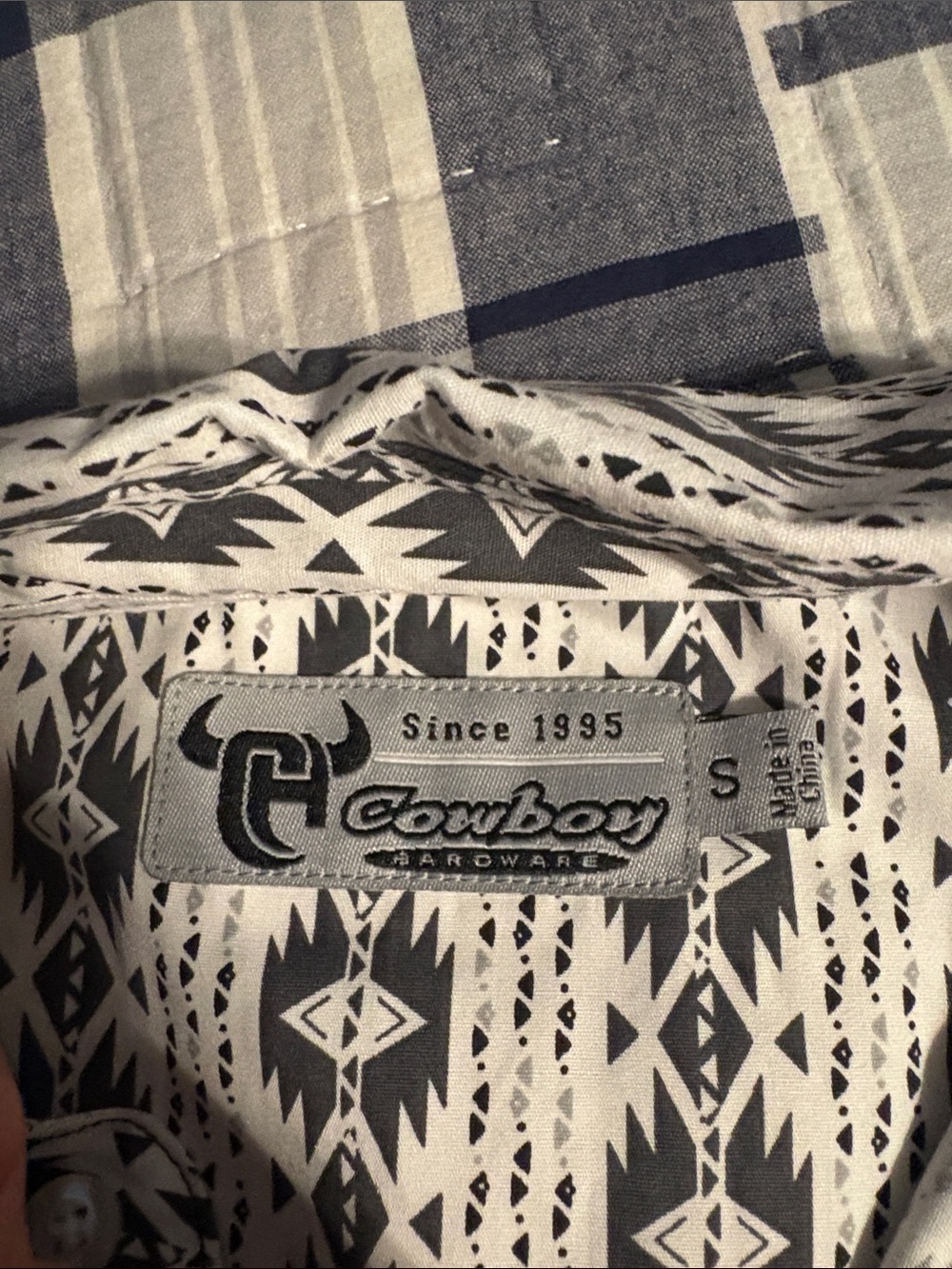 Men's Black&white Aztec western shirt - Picture 3 of 4